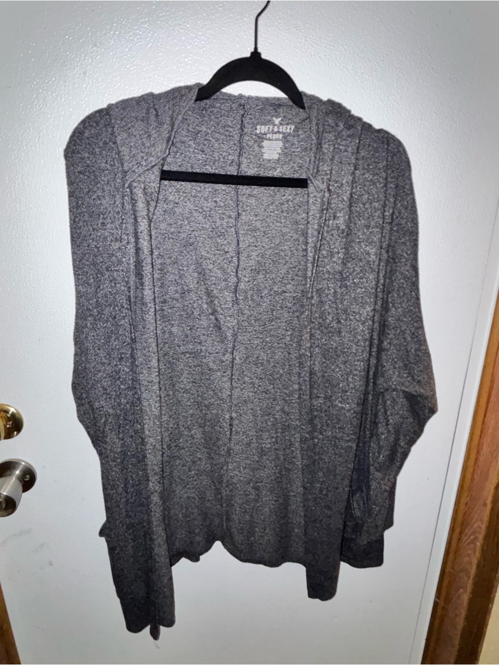 American Eagle Soft & Sexy Plush Gray Hooded Cardigan XXL
